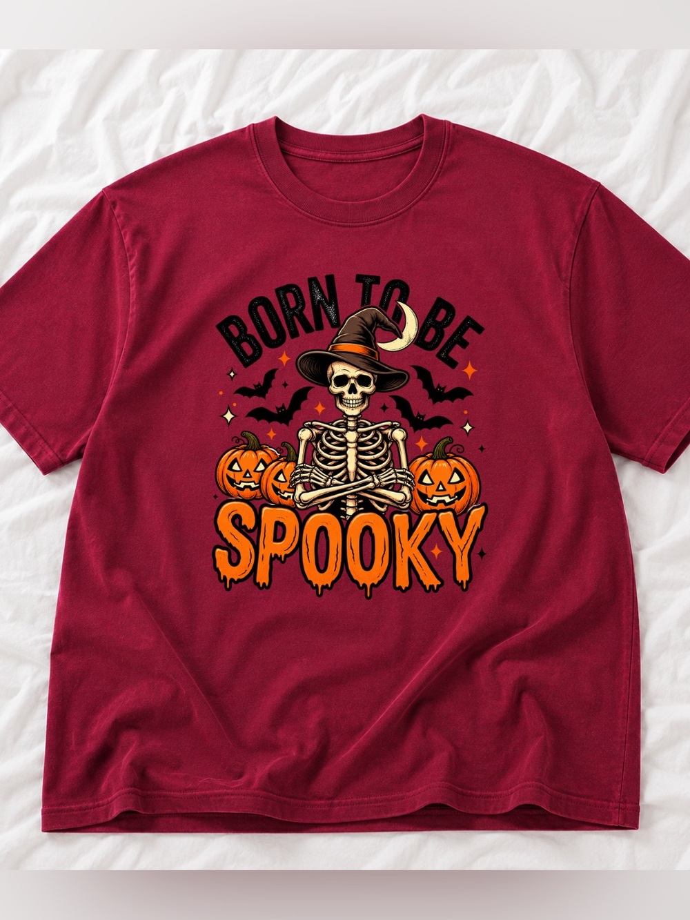 Halloween Spooky Graphic Tee Red Color Style Vintage